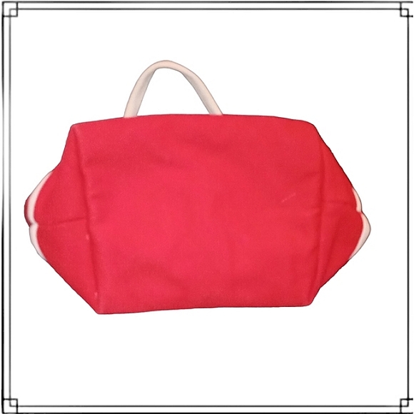 Red & Cream Mini Canvas Tote Bag 100% Cotton - Picture 6 of 8